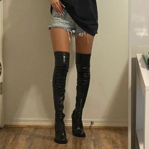 thigh high leather platform boots